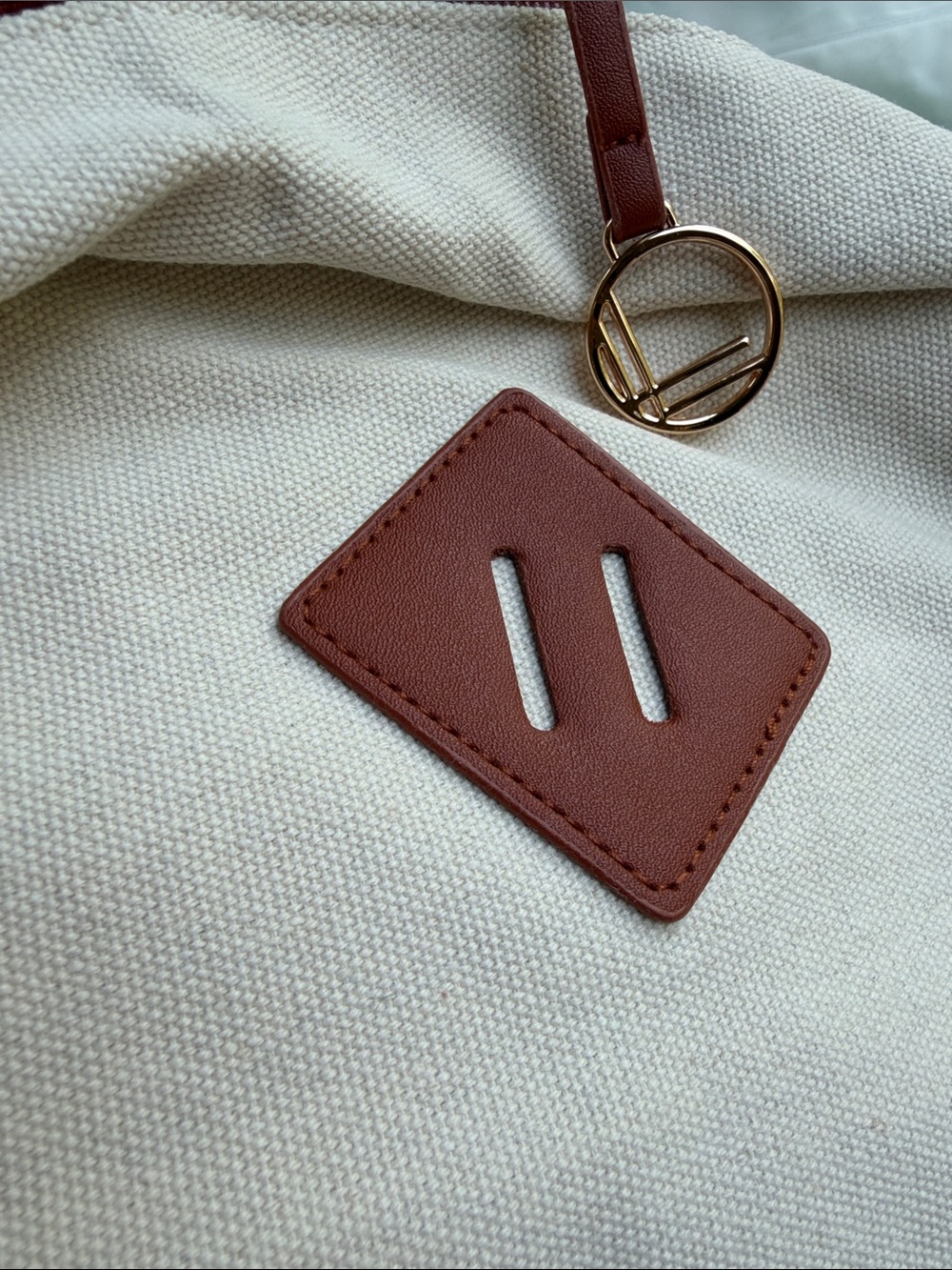 NWT Canvas Backpack in Cream with Brown Trim - Casual Everyday Bag - Picture 3 of 12